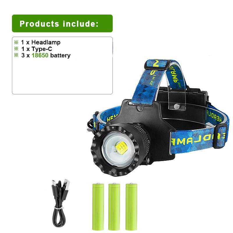 1116 Upgraded Headlamp 1 core Super Long Range Powerful LED High Power Zoom Headlight Strong Light Head Lamp Fishing Hiking Lamp