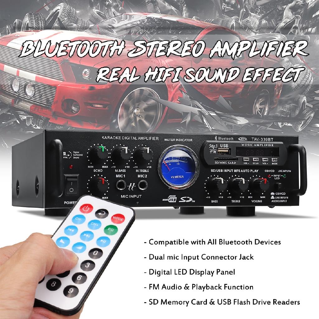 

500 Вт USB Bluetooth Аудио Стерео Ресивер Усилитель FM SD Микрофон Бытовой Автомобильный Пульт ДУ Hi-Fi Караоке 2 Вокальных Канала