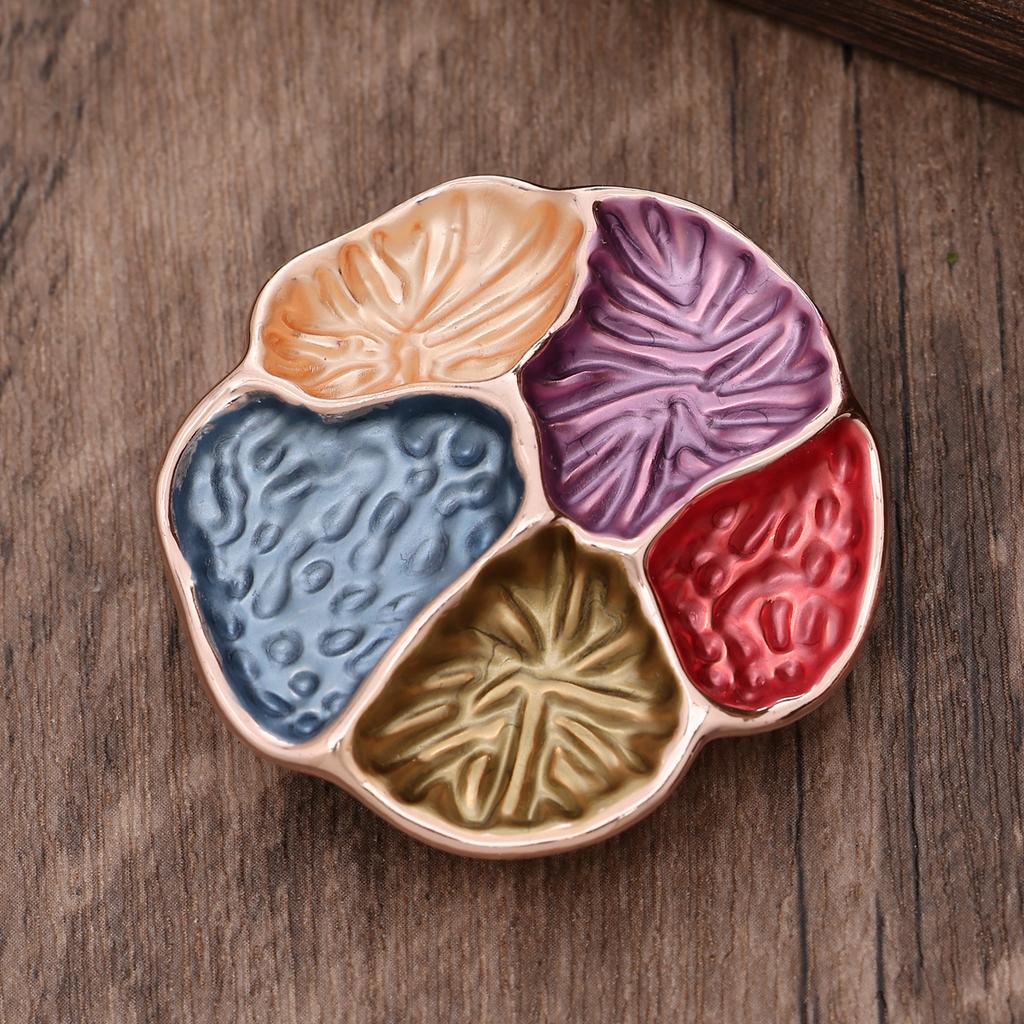 New enamel geometric lotus leaf magnetic suction brooch, summer small fresh lady street party versatile brooch