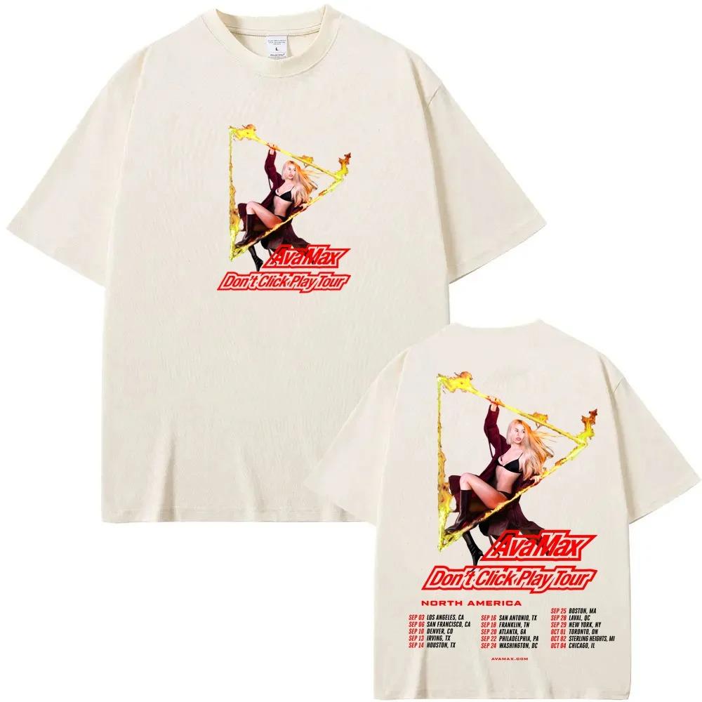 AVA MAX 2026T OUR T Shirt Short Sleeve 100%Cotton Tee-shirt Graphic Printing Vintage Tshirt Moletom Hip Hop Punk Clothing Tops
