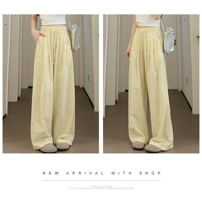 Petite Dopamine Yamamoto Women's Casual Polka Dot Wide-Leg Summer Pants