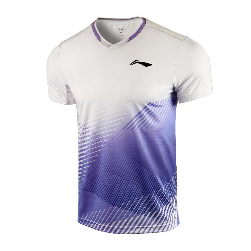Li Ning Badminton Collection Badminton Jersey Men s Standard White/Denim Blue AAYU211-1 2XL