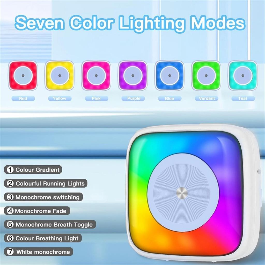 2025+ Sticker Printer Print 6 Rolls Sticker Printer with 7 Color Lighting Mode, Compatible with IOS and Android
