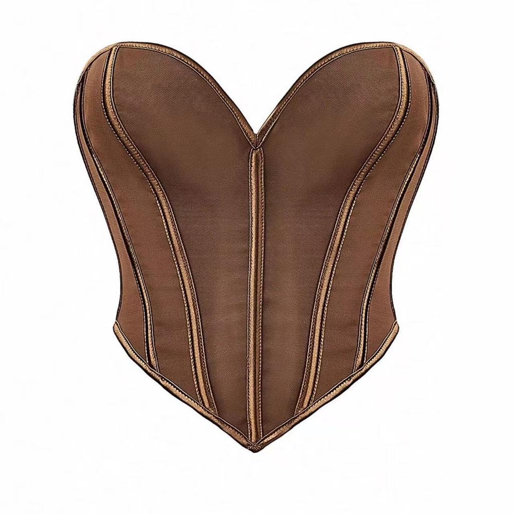 Cute Heart Tube Top Corset Breathable Mesh Off-the-shoulder Shapewear Can Be Worn Outside Sexy Vest Top Bone Coat