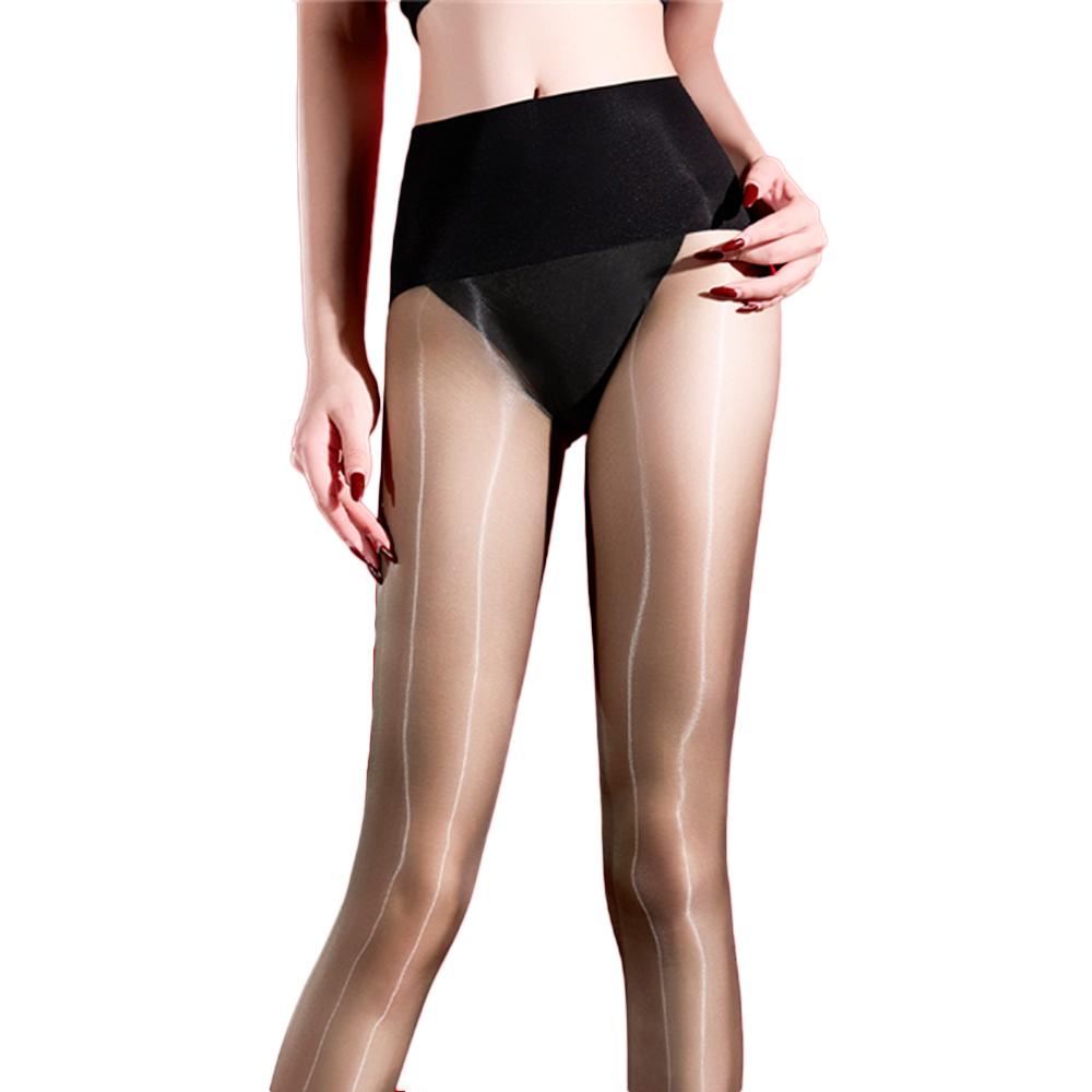 Sexy Women 640 Pin Seamless Elastic Oil Glossy Shiny Sockings Thin Sheer See Through Tights Double Color Maid Shaping Pantyhose
