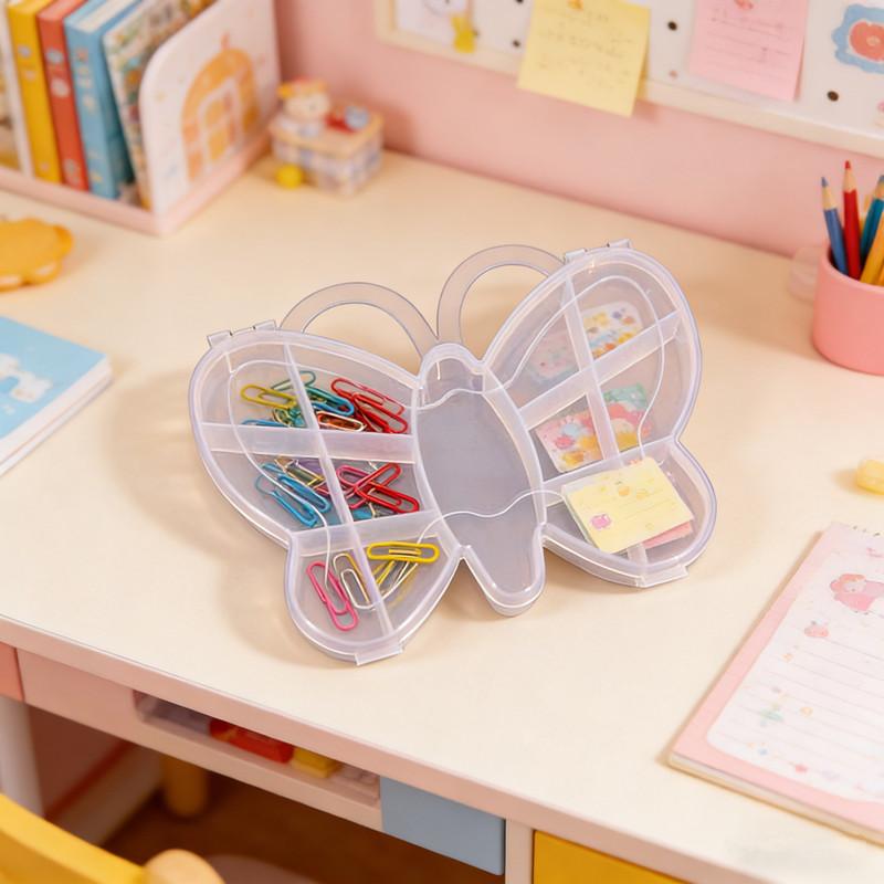 

1 Pcs Butterfly Plastic Bead Storage Containers 13 Compartments Clear Ear Stud Storage Box Rubber Band Box A