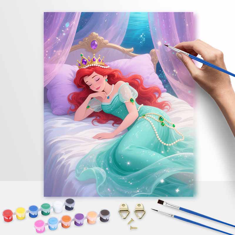 Disney The Little Mermaid Ariel oil painting art kit handmade painting diy home decoration 20x30cm