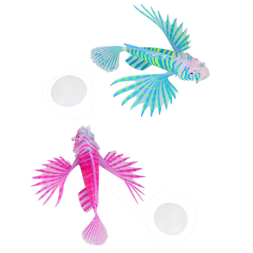 2Pcs Fish Tank Aquarium Landscape Decoration Lionfish Imitation Suction Cups Tasteless