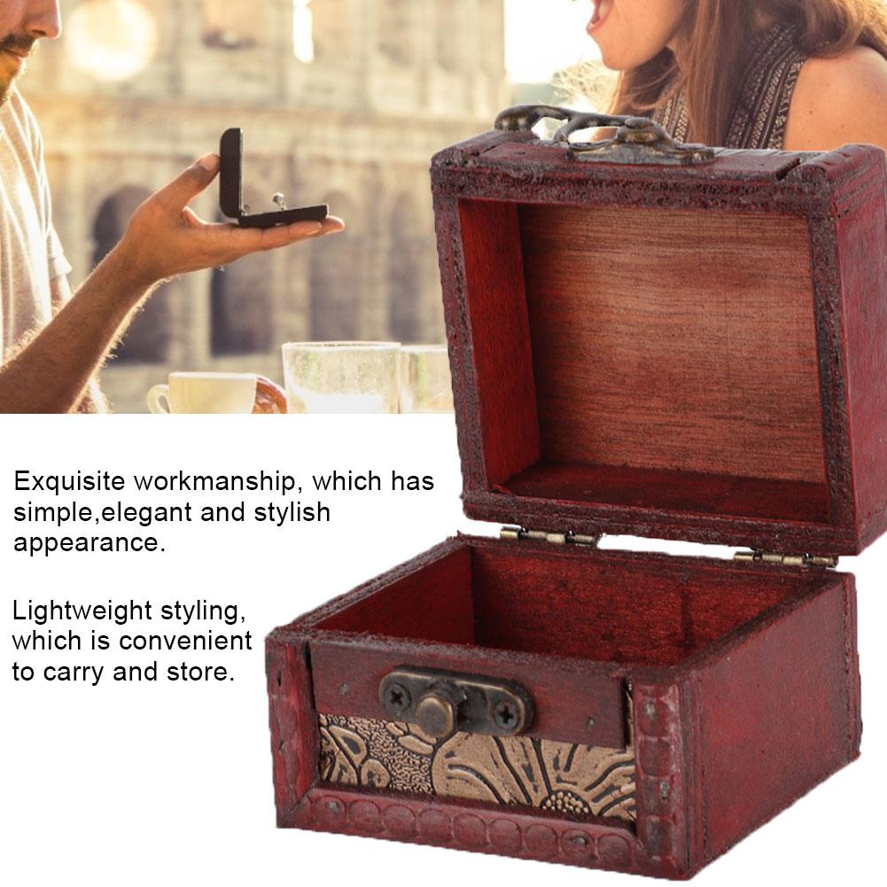 Mini Vintage Handcraft Wooden Jewelry Box Container Ring Earring Storage Holder (Water lily)