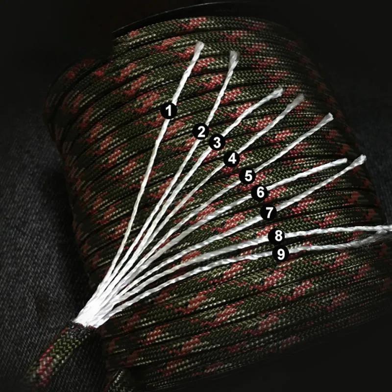Corda Paracord Militare Standard 550 a 9 Fili 4mm Outdoor Corda Paracadute Laccio per Tenda Sopravvivenza Stendibiancheria