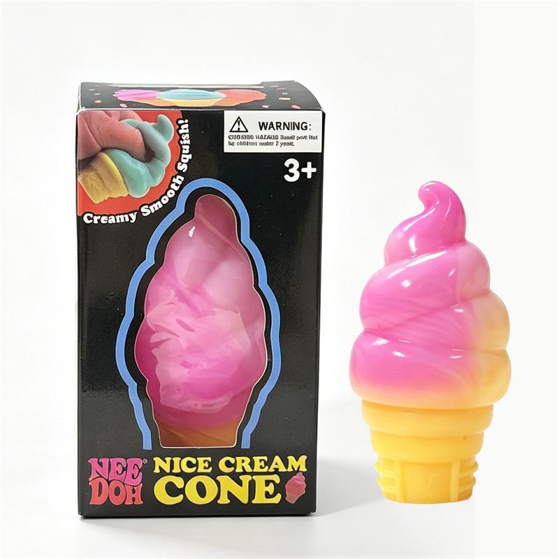 Schylling Needoh Nice-Sicle Fidget Sensory Toy Pizza Peace Cake Cream Cone Relief Squishy Anti-Anxiety Squeeze Toy for ADHD Gift