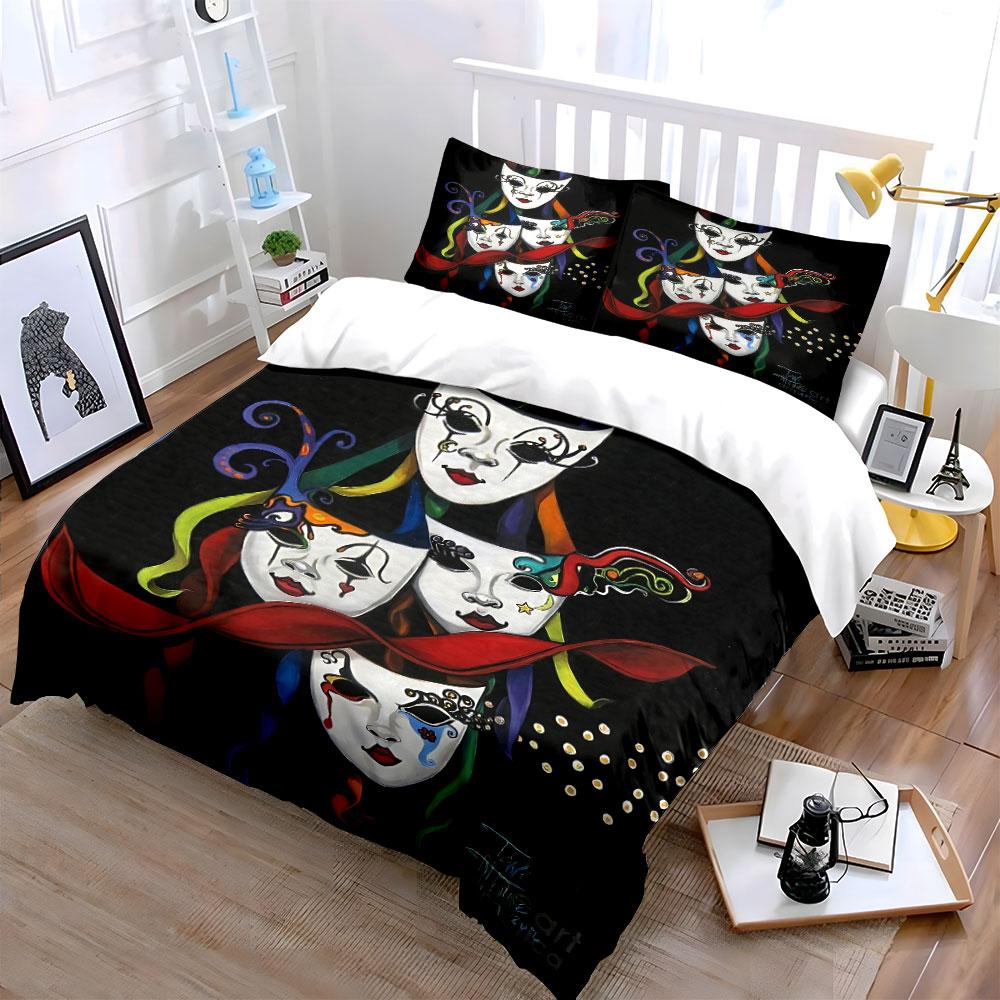 Colorful Carnival Masks Design Bedding Duvet Cover Set Duvet Cover Pillowcases (1*Duvet Cover 2*Pillowcases, without duvet insert)