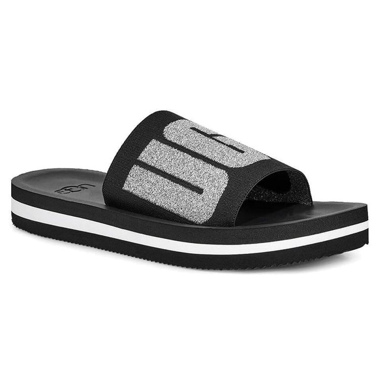 UGG Zuma Graphic Metallic Comfortable Slippers Women Slippers Black 1101558-BLK