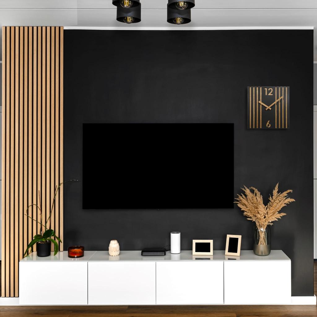 Black Wall Clock for the Living Room Lamele 30 Cm