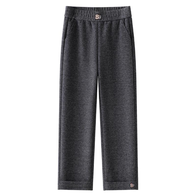 

Женские 2024 Серо-коричневые шерстяные фланелевые брюки-сигареты в елочку - Утепленные, прямые длиной девять десятых, осенне-зимний стиль. 2XL