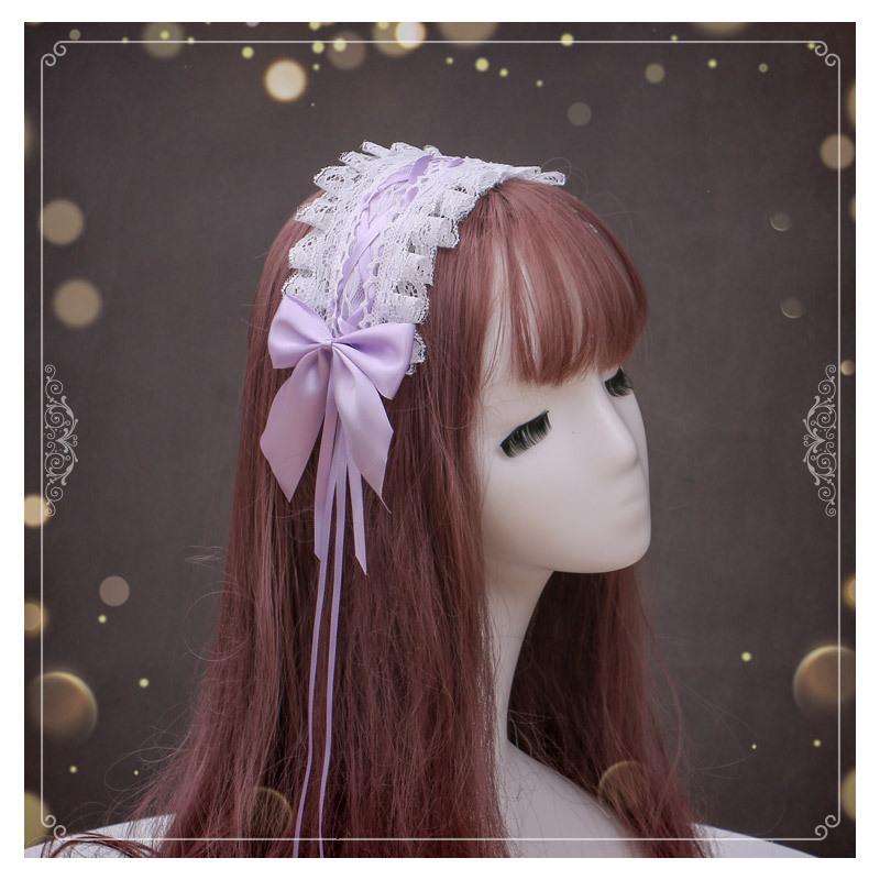 Handmade Bow Lace Headband Japanese Girl Lolita Hairpin Soft Cute Two-dimensional Headgear Cute Sister Hair Accessories