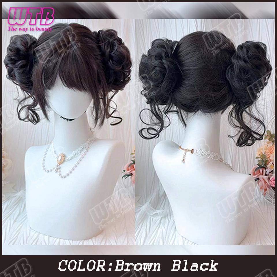 Double Ponytail Synthetic Wig For Women Lolita Clip-on Style Double Ponytail Wig Suitable For Role Playing Christmas Halloween