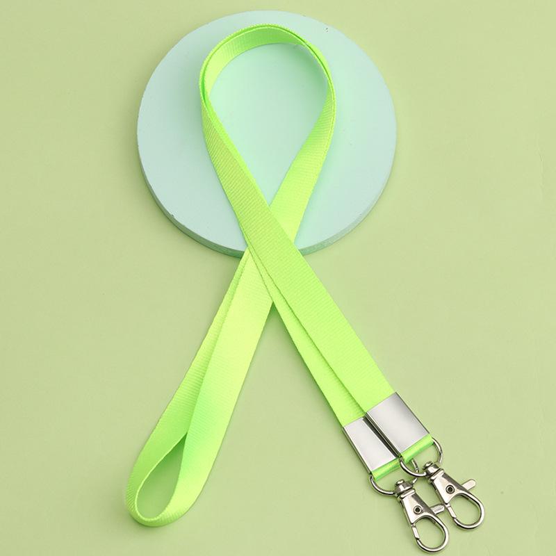 Double Hook ID Badge Lanyard with Double Buckle and Dual Clip Holder