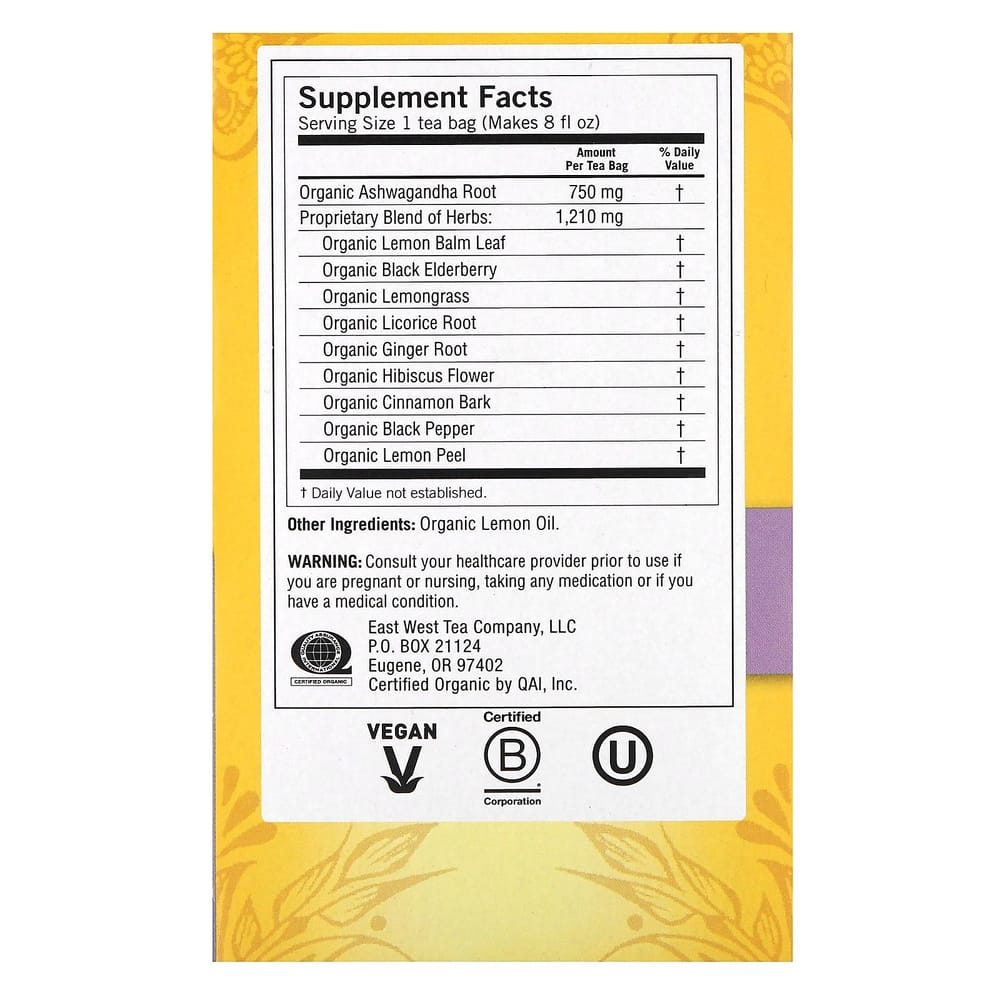 Yogi Tea Immune + Stress Elderberry Lemon Balm Caffeine-Free Tea, 16 Tea Bags