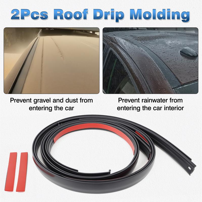 1.32m 2PCS Rubber Car Roof Drip Finish Moulding Seal Strips Weatherstrip for Toyota Tundra Double Cab 2007- 75551-0C050