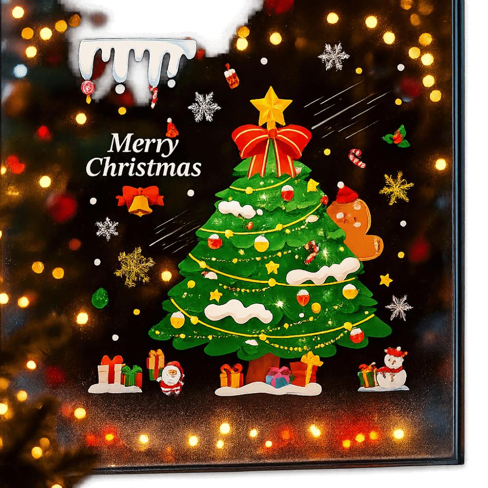 Santa Claus Christmas Tree Christmas Window Stickers PVC Electrostatic Glass Stickers Christmas Wall Sticker Reusable Stickers
