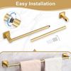Gold Towel Bar Set 5 Pieces Bathroom Hardware Accessory Set Towel Holder Set for Bathroom SUS304 Stainless Steel Bathroom Accessories Set Wall