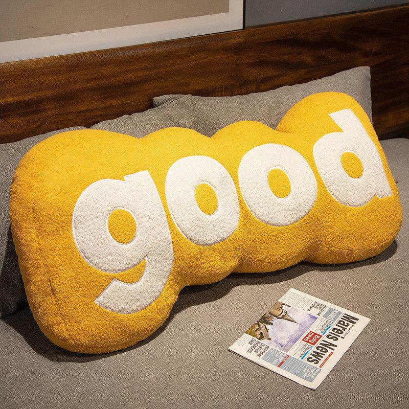 

Plush Letter Good Toy Sofa Cushion Long Throw Pillow Gift Supplies Decoration 65*30cm/25.59*11.81in жовтий