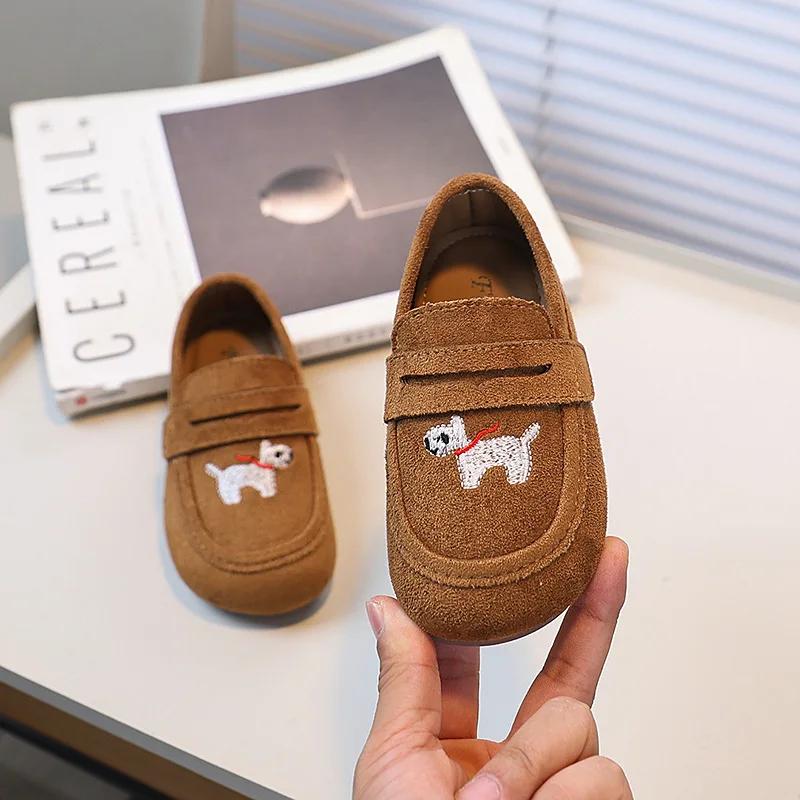 

New Girls Embroider Loafers Cute Spring Autumn Children School Causal Leather Shoes Non-slip Soft Bottom Kids Fashion Flat Shoes 25