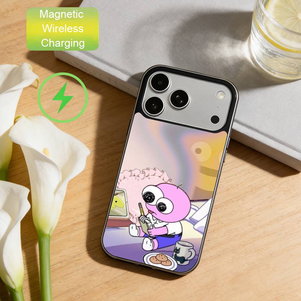 

Smiling Friends Phone Case For iPhone17,16,15,14,13,12,11 Max Black Wireless Charging Protecitve Cover iPhone16