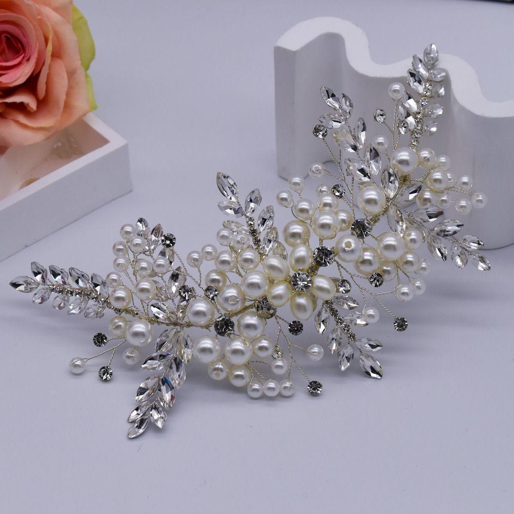 Beaded Patch Applique Rhinestone Headband Bridal Hair Accessories Evening Dress Decoration