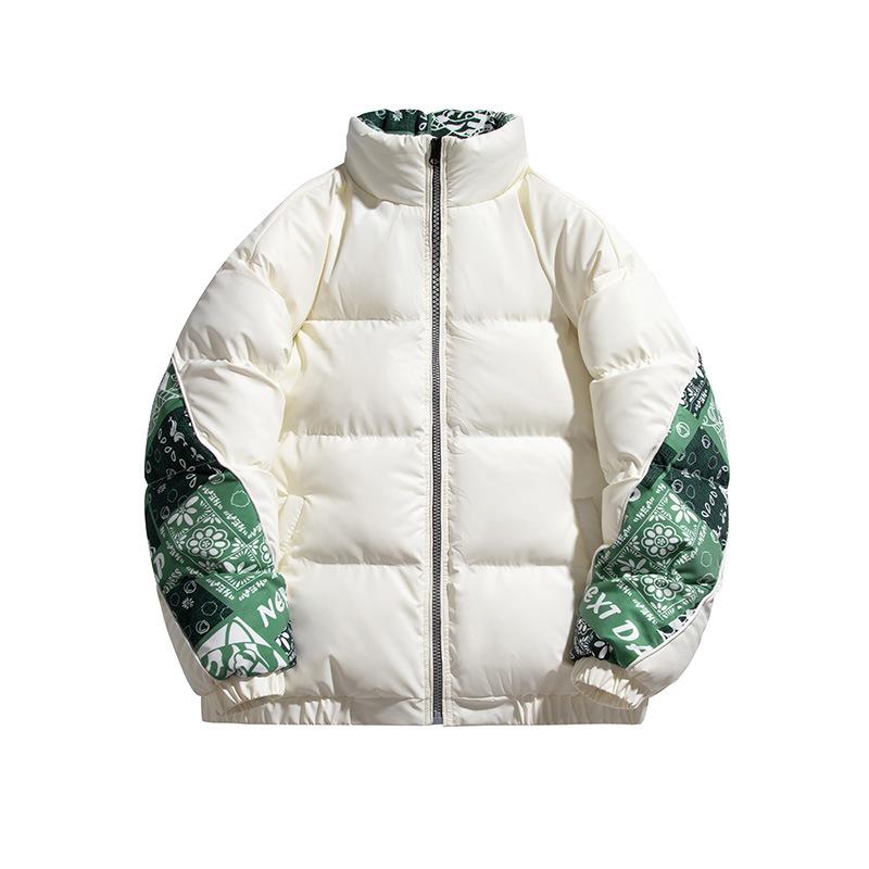 

2025 new cotton-padded clothes men s autumn and winter men s printing new trendy cotton-padded clothes cashew flower cotton-padded jacket warm jacket M хакі