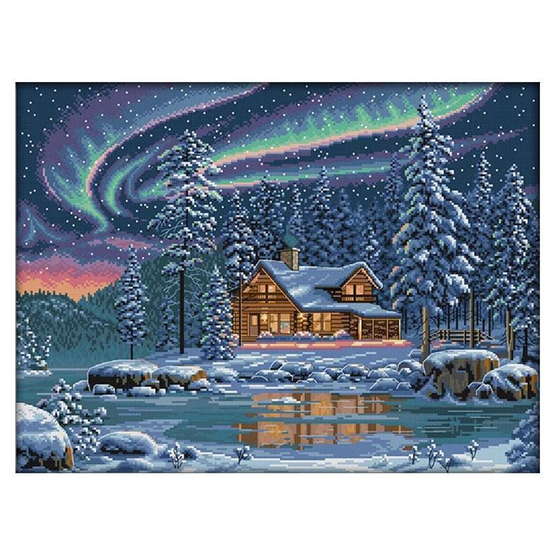 Kit Punto Croce Aurora Boreale Tessuto Non Stampato Set Ricamo Aghi 11 14CT Tela Pittura Decorazione Casa Fai da Te