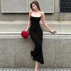 Solid Advanced Dating Sling Dress 2025 Summer New Gyaru Temperament Tight Backless Cross Long dress