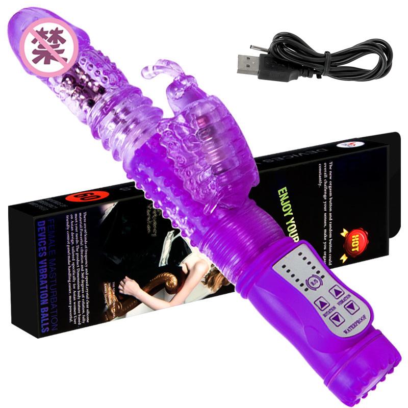 Rabbit Vibrator Telescopic Dildo Vibrator G-Spot Clit AV Stick Stimulator Vaginal Massager Sex Toys for Women Female