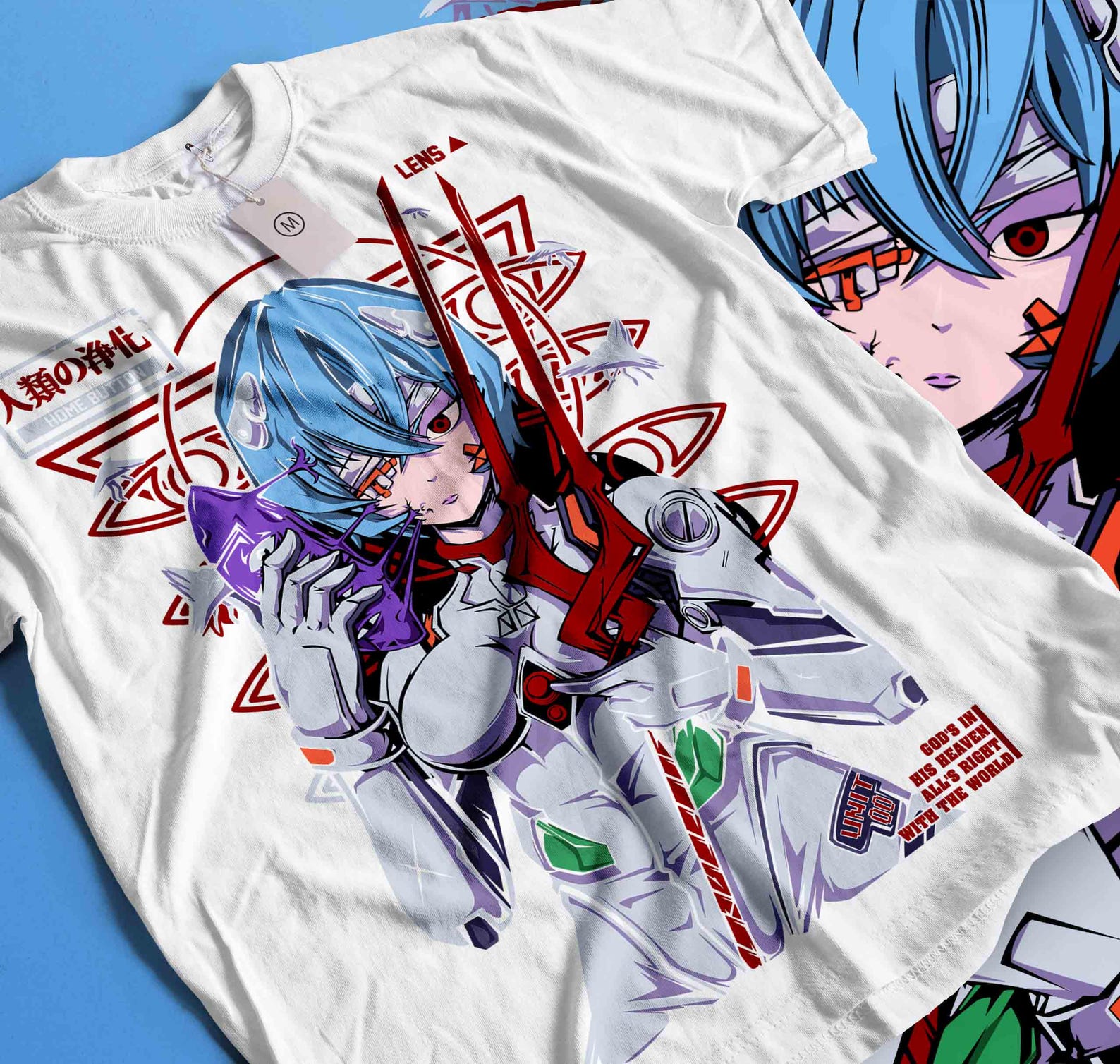 Rei Ayanami et Asuka Langley Soryu t-shirt neon genesis evangelion anime t-shirt 3XL