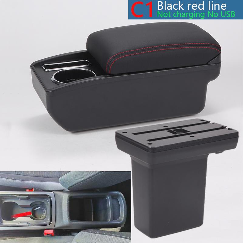 For Opel Mokka Armrest Box For OPEL MOKKA Car Armrest Auto Storage Box Dedicated Retrofit parts Interior Car Accessories 2025 C1 Black red NO USB