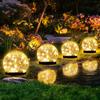 Cracked Glass Solar Lights Auto on/Off Ball Lights Pathway Decoration LED Garden Lights  Landscape
