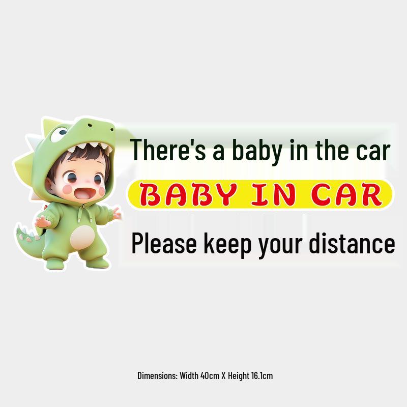 Baby on Board: Keep Distance - Waterproof Rear Window Cartoon Sticker