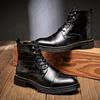Fashion Genuine Leather Men's Boots Fashion British Style Riding Short Ankle Boots Outdoor Male Motorcycle Boots Travel High Top Shoes