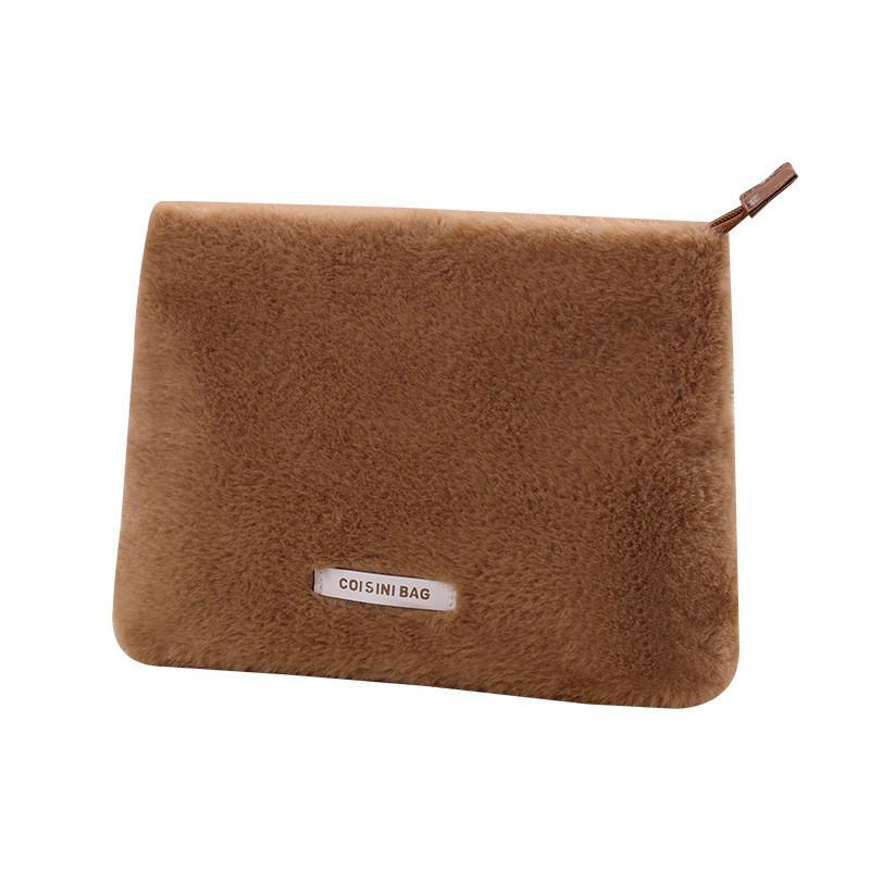 Cute Plush Handheld Makeup Bag Faux Rabbit Fur Cosmetic Pouch Lightweight And Stylish High-value StyleD