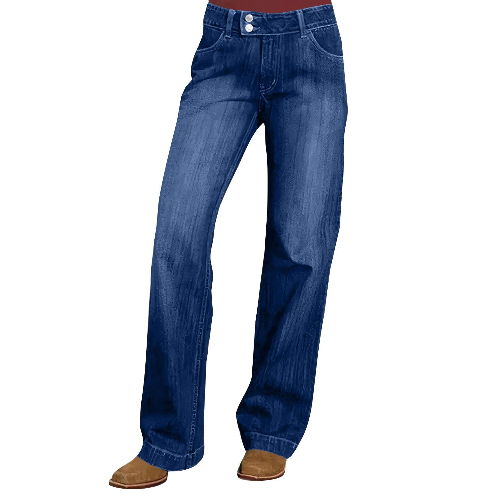 

Женские джинсовые классические универсальные модные брюки с высокой талией XL темно-синий