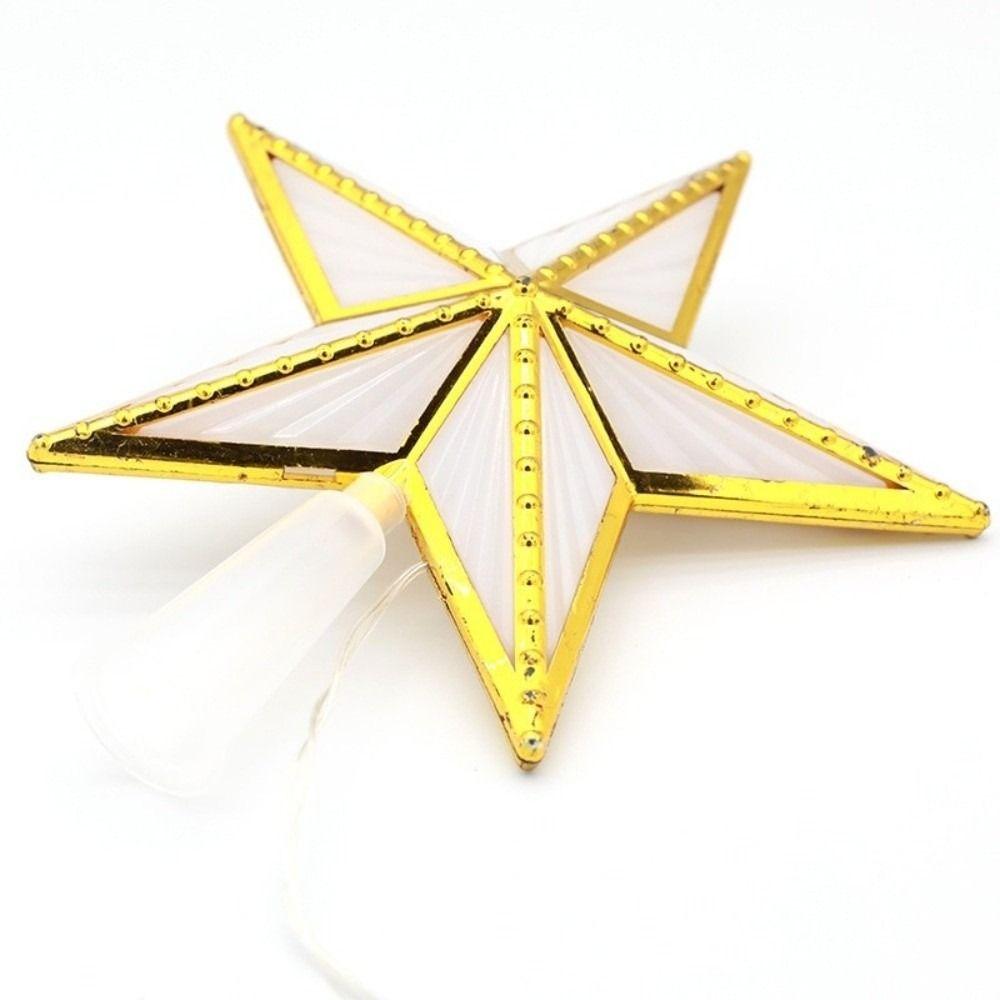 Glitter Shining Christmas Tree Topper Five-pointed Star Glowing Star Light  Home Decor