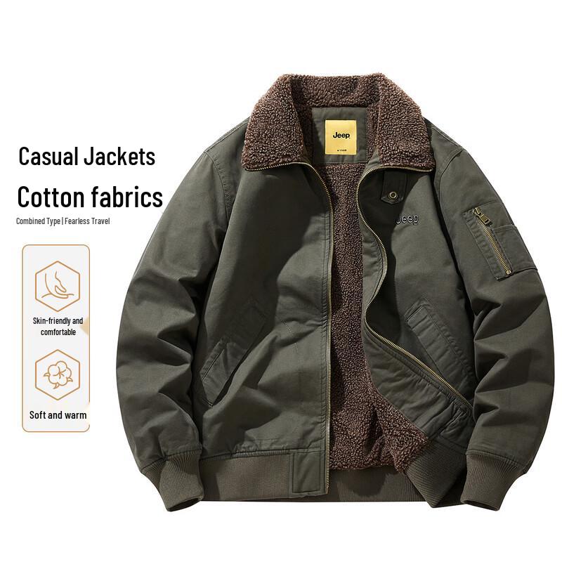 JEEP Men s Pure Cotton Thickened Zipper Jacket M