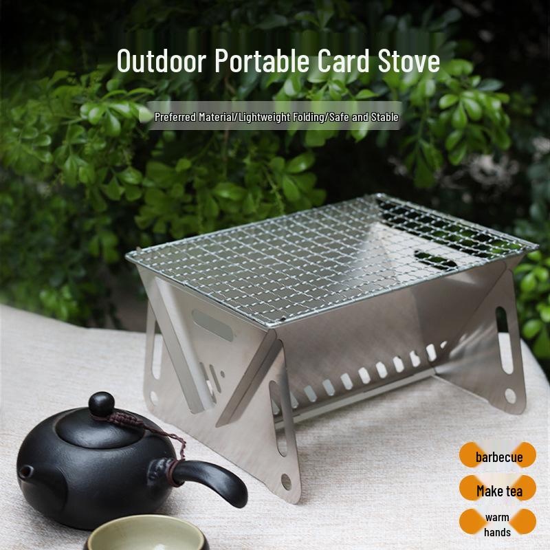 

Portable Outdoor Folding Charcoal & Wood Grill Fire Pit for Camping Card Folding Barbecue Grill