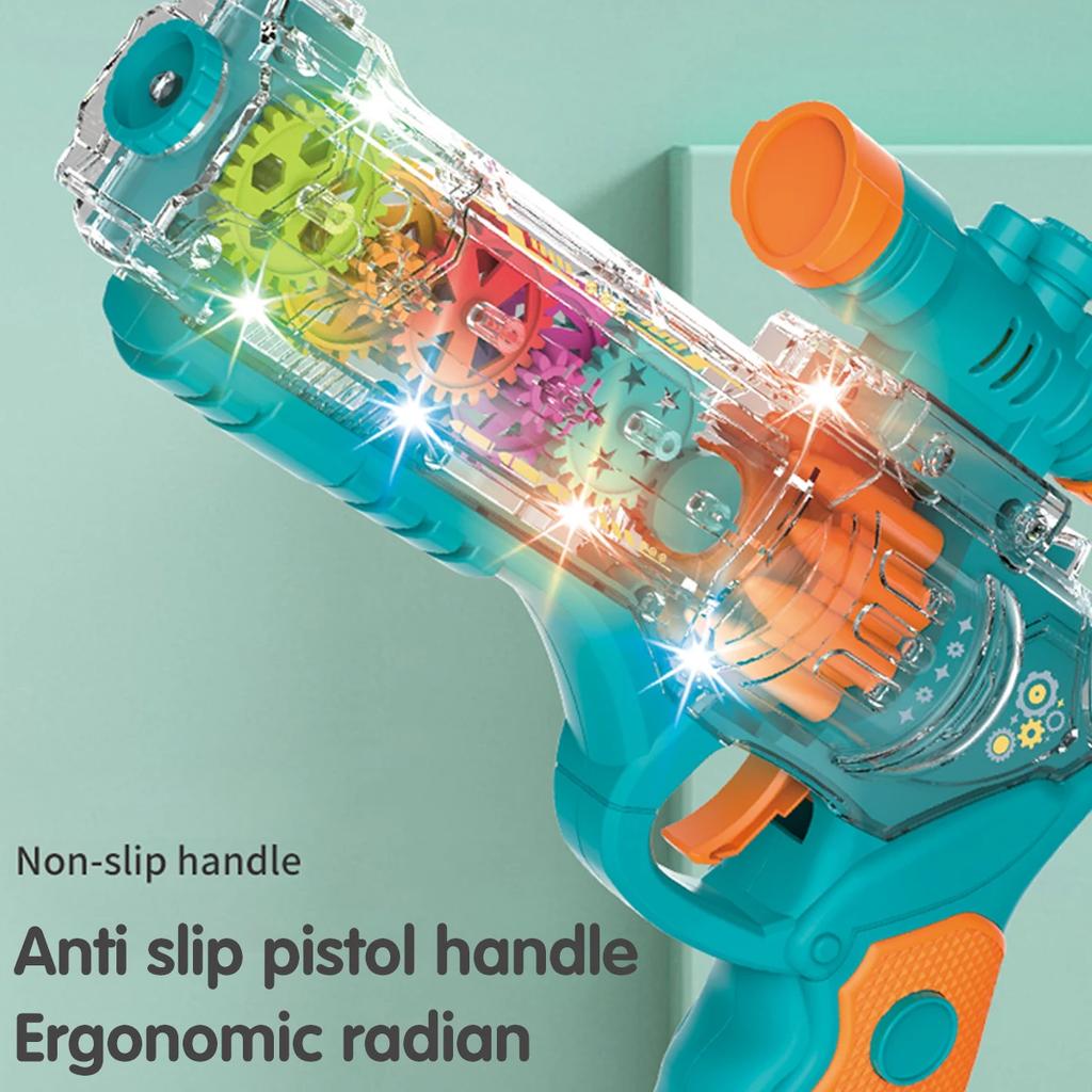 Electric Sound and Light Transparent Gear Gun Boys and Girls Light Music Octave Gun Children's Transparent Toy Gun For Kids Gift