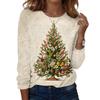 Dammode Casual Långärmad Jultryckt Rundhalsad Topp