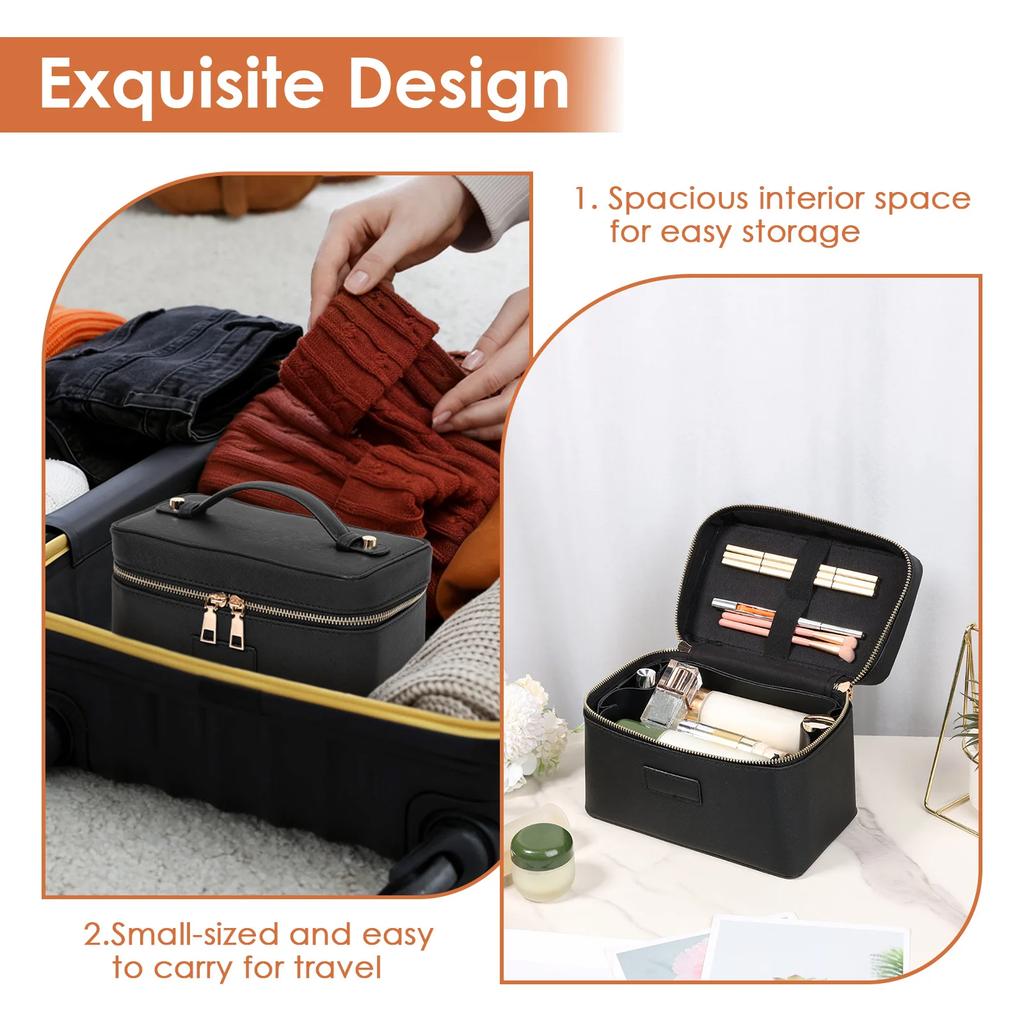 PU leather Cosmetic Bag Women Vanity Case Large Capacity Luxury Portable Travel Toiletry Bags Makeup Organizer