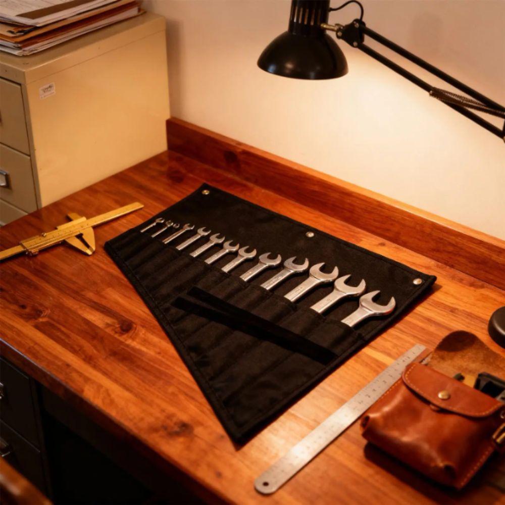 16 Pockets Wrench Roll Organizer Water Proof Oxford Cloth Roll Up Design Wrench Pouch Elastic Straps Proof Oxford Cloth