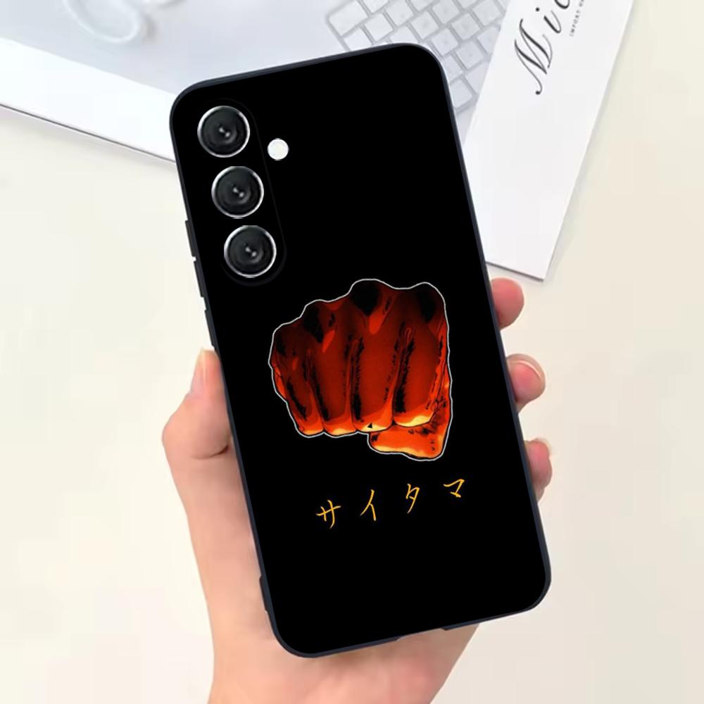 One P-Punch Man Saitama Phone Case For Samsung Galaxy A13,A21s,A22,A31,A32,A52,A53,A71,A80,Soft Black Shell