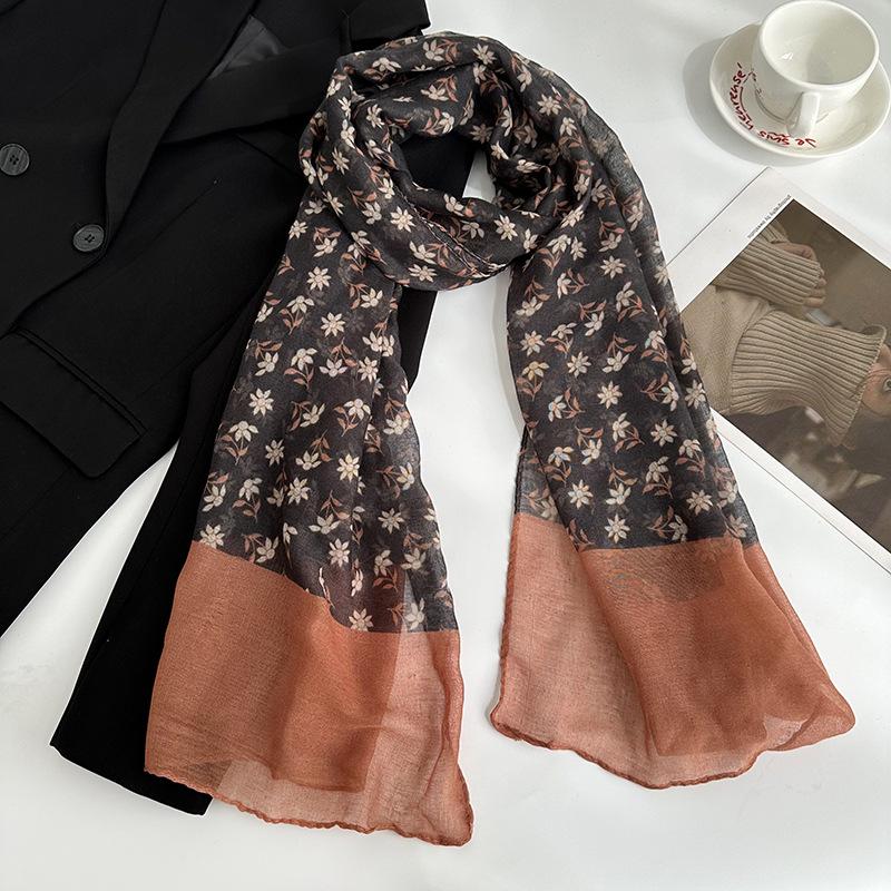 Thin scarf retro trend new Bali yarn scarf long silk scarf women's high sense personalized leopard print shawl